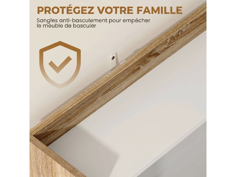  Meuble micro-ondes, buffet cuisine avec tiroir, 2 portes à fermeture douce, chêne, plan de travail et étagères ouvertes  - Conforama R