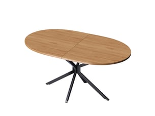 Table à manger ovale 120 x 80 x 75,5 cm, 4 à 6 personnes, mdf effet bois naturel et pieds métal