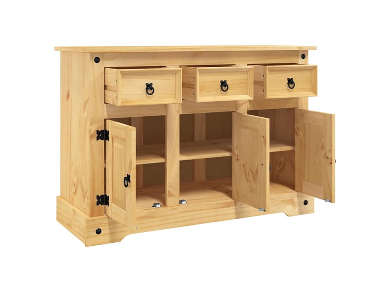  Buffet - bahut - meuble de rangement « corona » marron 112 x 44 x 78 cm bois massif pin mexicain  - Conforama D