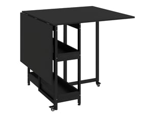 Table à manger pliante style industriel pour 4 personnes, étagères ouvertes, flexible, métal et panneau de particules, noir