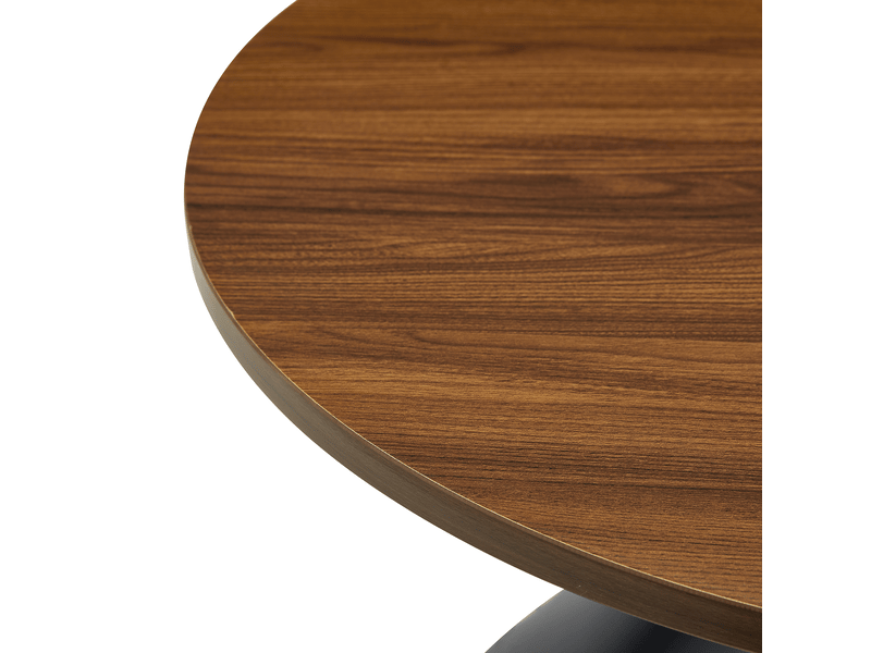 Lot de 2 tables basses rondes – plateau mélaminé aspect noyer, piètement conique noir – ø70 et ø50 cm  - Conforama E