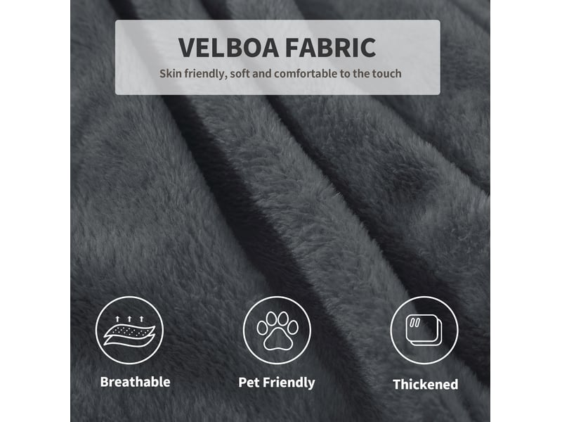  Pouf géant rond 150x150x60 cm en velboa gris avec mousse à mémoire de forme  - Conforama R