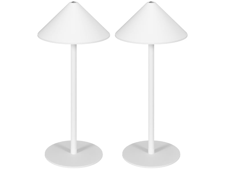  Lot de 2 lampes de table ø15 x 31,5 cm blanches en métal, rechargeables usb avec 3 couleurs de lumière  - Conforama A