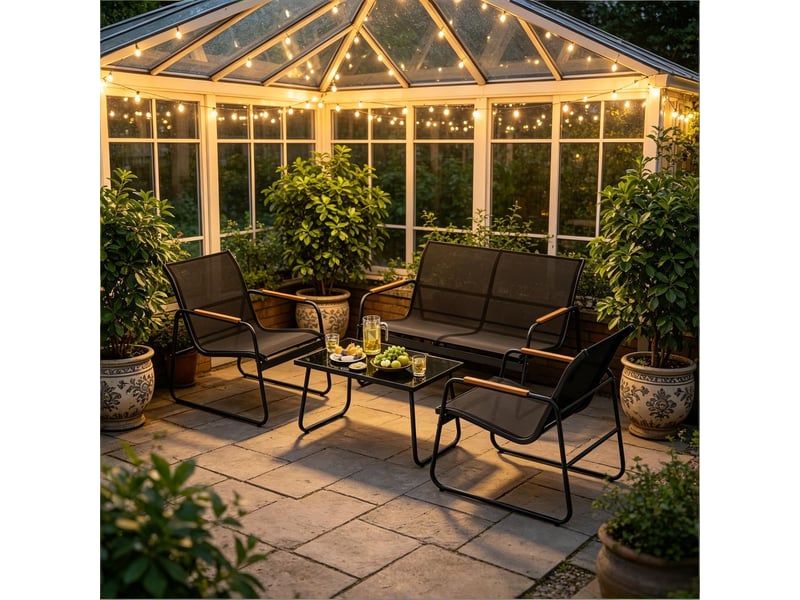  Salon de jardin ensemble de jardin 4 pièces mobilier de patio mobilier d'extérieur  - Conforama D