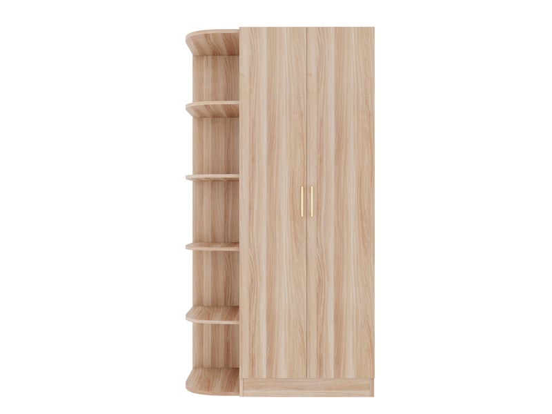 Armoire chambre penderie 2 portes 90x55x170 cm - grand rangement avec étagères et tiroirs - bois naturel - Conforama A