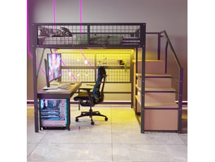 Lit mezzanine 140x200 cm VIVRYN coloris noir