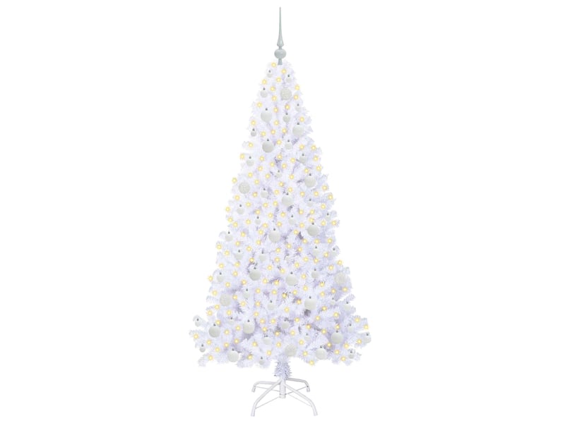  Sapin de noël artificiel, arbre de noël avec 300 led blanc 180 cm pvc et acier shl9126  - Conforama C