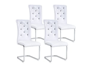 Lot de 4 chaises de salle à manger,pvc et métal chromé,blanc