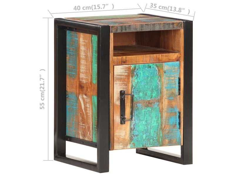  Table de chevet - cabinet de chevet - table de nuit 40x35x55 cm bois de récupération massif  - Conforama D