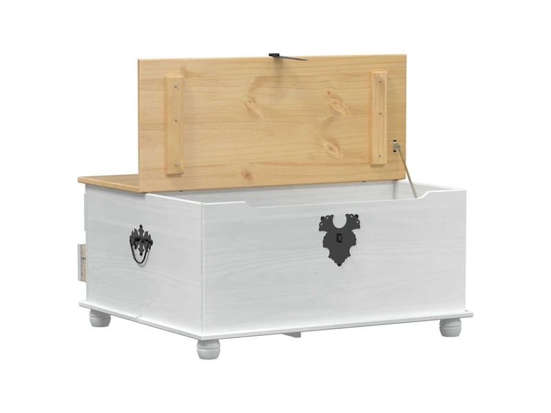 Boîte de rangement avec tiroir blanc 90x78x45 cm pin massif - Conforama D