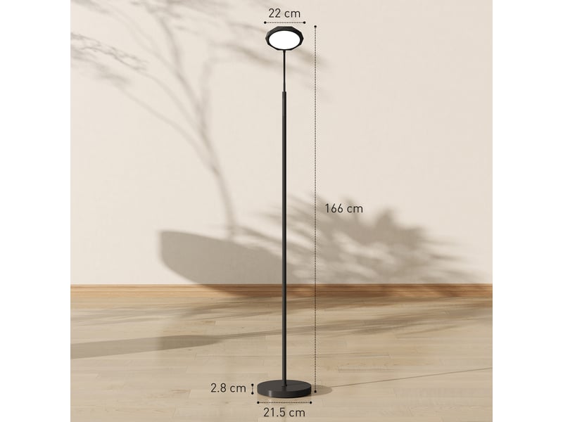  Lampadaire led avec télécommande, tête pivotante, réglage de la luminosité et de la température, noir  - Conforama E