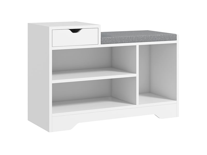  Meuble et banc à chaussures 1 tiroir et 3 compartiments, capacité 5 paires mdf, 76,5l x 30d x 52h cm  - Conforama A