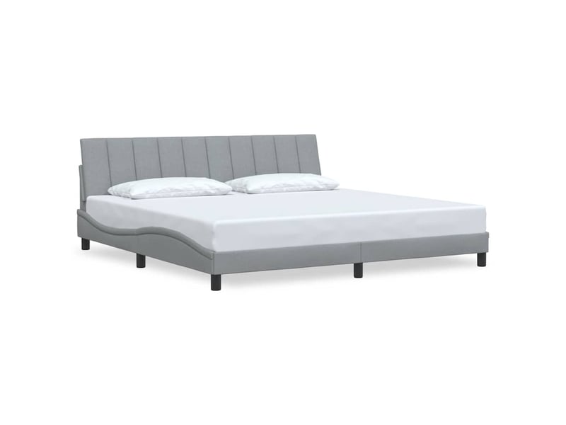 Lit double- lit adulte -  cadre de lit sans matelas hanko gris clair 200x200 cm tissu  - Conforama A