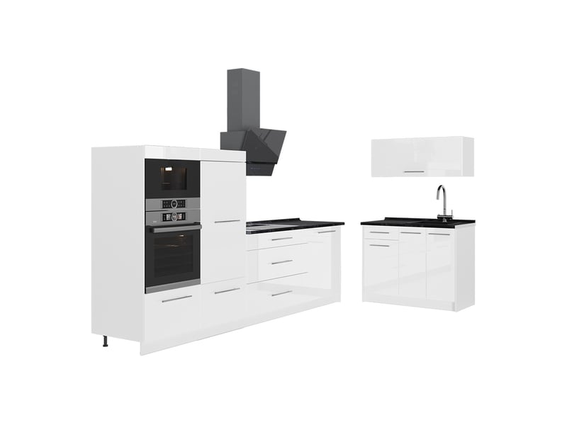 Vicco cuisine, blanc haute brillanceblanc, 380cm, pt anthracite - Conforama A