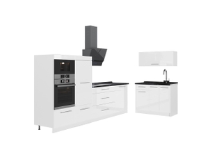 Vicco cuisine, blanc haute brillanceblanc, 380cm, pt anthracite