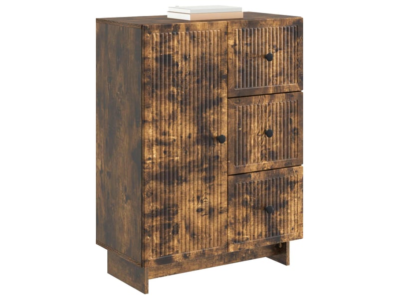  Buffet - bahut - meuble de rangement chêne fumé 66 x 34,5 x 90 cm bois d'ingénierie  - Conforama C