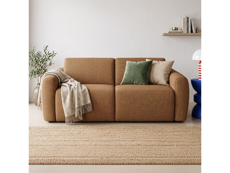 Canapé droit convertible 3 places en tissu chenille moka - ouverture express - suzie Suzie - Conforama B