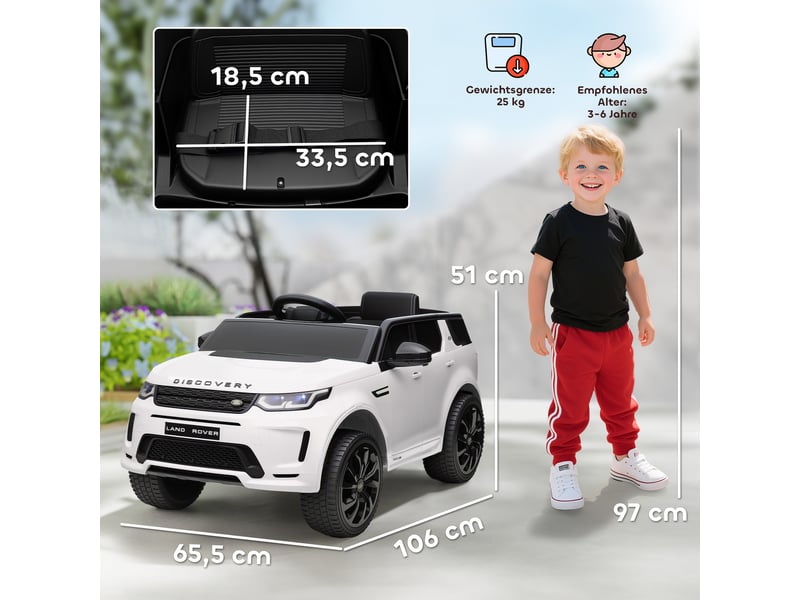  Voiture électrique pour enfants, véhicule 12 v avec télécommande, lumières led, musique et klaxon, 3-6 ans, blanche  - Conforama E