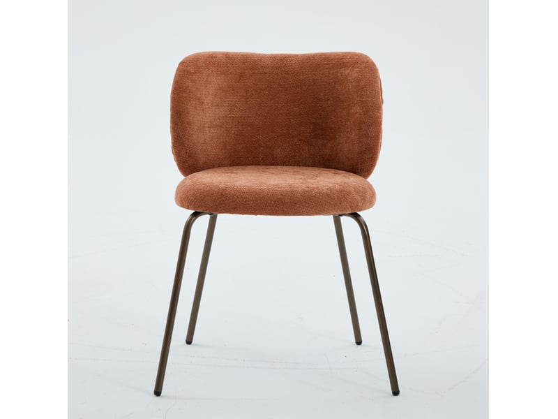 Chaise salle manger confort chenille orange pieds métal bronze design contemporain homvra - Conforama A