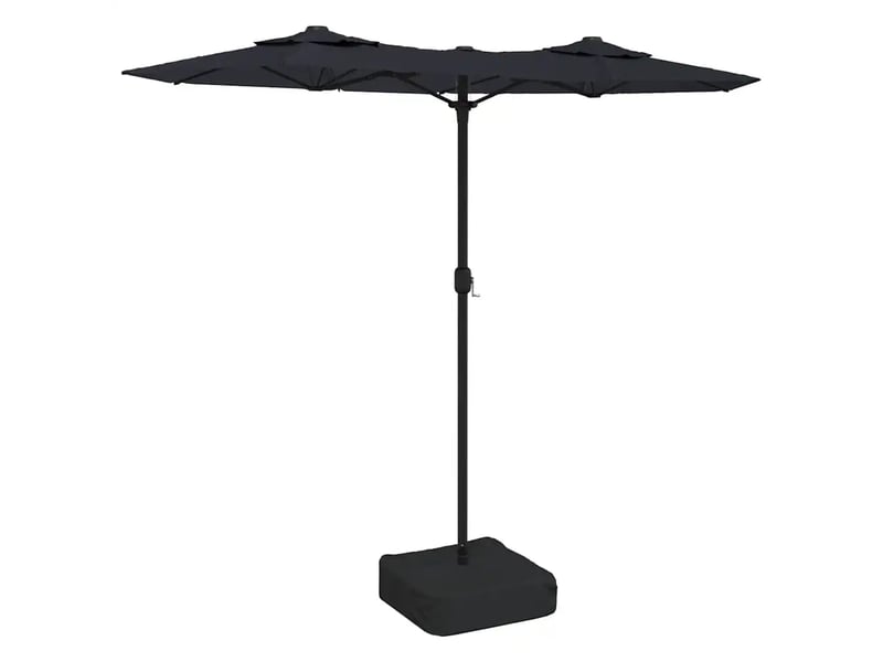  Parasol de jardin double tête avec led 316 x 145 cm protection uv ambiance chaleureuse en polyester noir 02_0047398  - Conforama A
