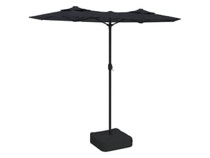 Parasol de jardin double tête avec led 316 x 145 cm protection uv ambiance chaleureuse en polyester noir 02_0047398