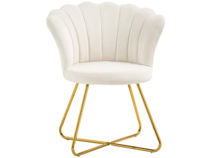 Fauteuil coquillage en velours avec pieds en acier crème 69x64x80 cm