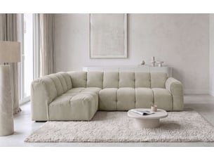 Canapé d'angle gauche fixe MIUFORM Picco 6 places Tissu Beige