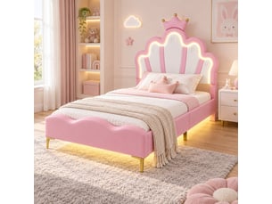 Lit simple 90x200 cm <strong>SANS MARQUE</strong> <strong></strong> coloris rose