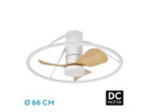 Ventilateur de plafond fabrilamp oporto dc blanchêtre 3 pales 66 cm 6 vitesses led 46 w télécommande