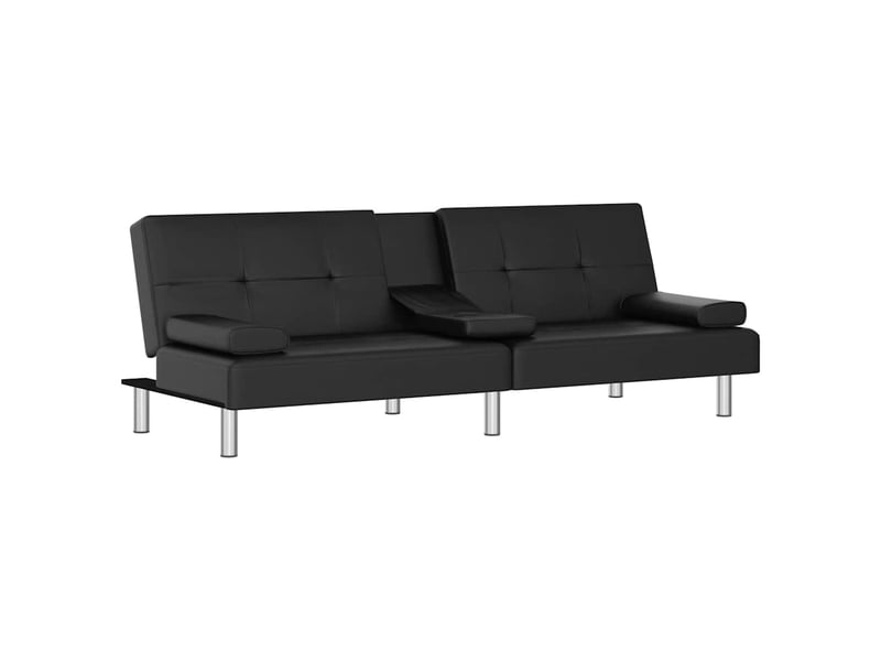 Canapé-lit avec porte-gobelets noir similicuir - Conforama D