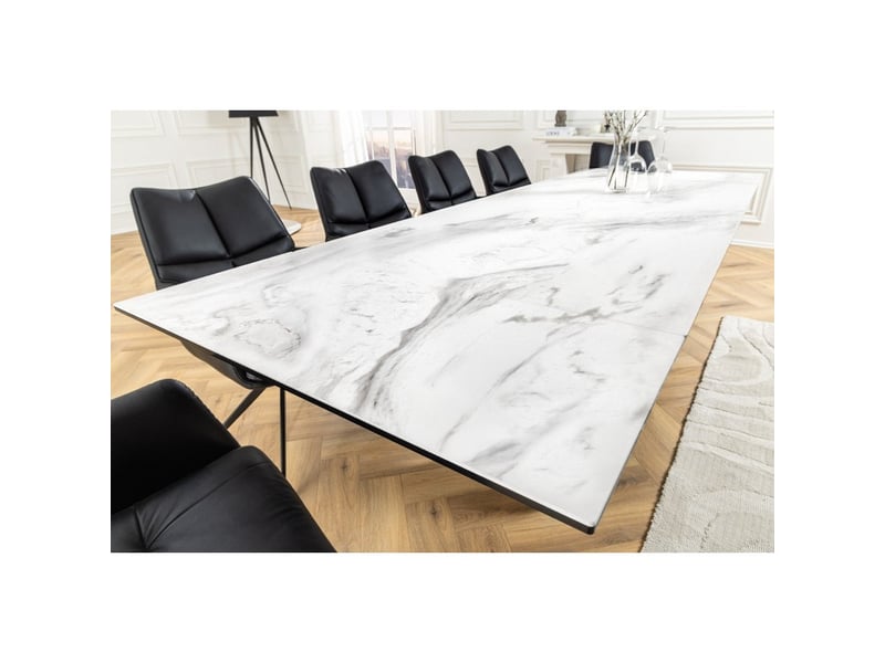 Table zarel – extensible 180 à 260 cm – céramique et verre trempé – effet marbre blanc – style contemporain - Conforama D