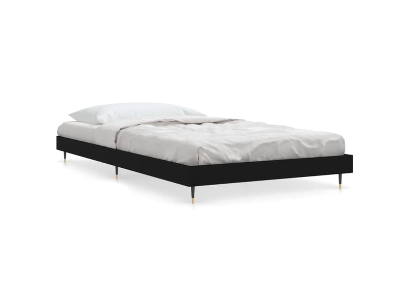  Lit simple- lit adulte -  cadre de lit sans matelas noir 90x200 cm bois d'ingénierie  - Conforama A