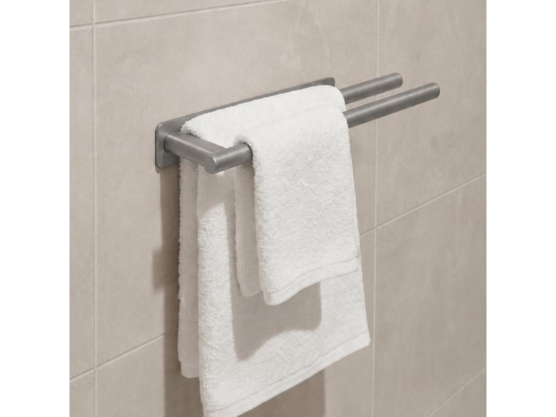  Porte serviette adhésif mural salle de bain ou cuisine 2 barres, sans perçage - acier inoxydable - chrome  - Conforama D