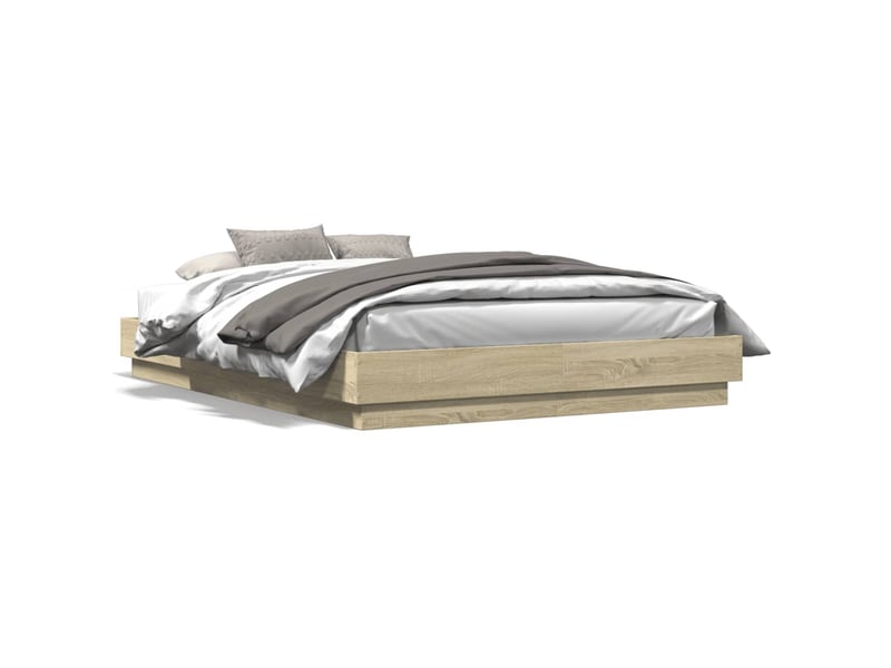  Lit double- lit adulte -  cadre de lit avec led sans matelas chêne sonoma 150x200 cm  - Conforama D