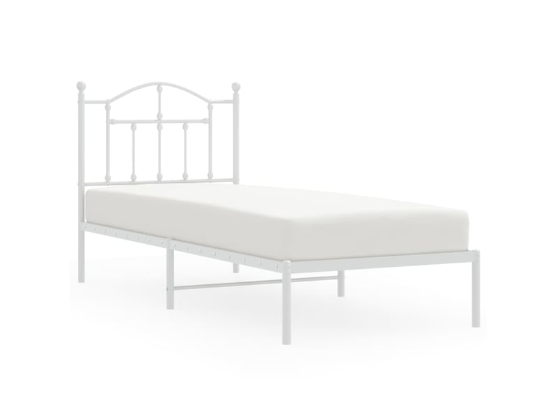  Lit simple- lit adulte -  cadre de lit métal sans matelas avec tête de lit blanc 80x200cm  - Conforama A