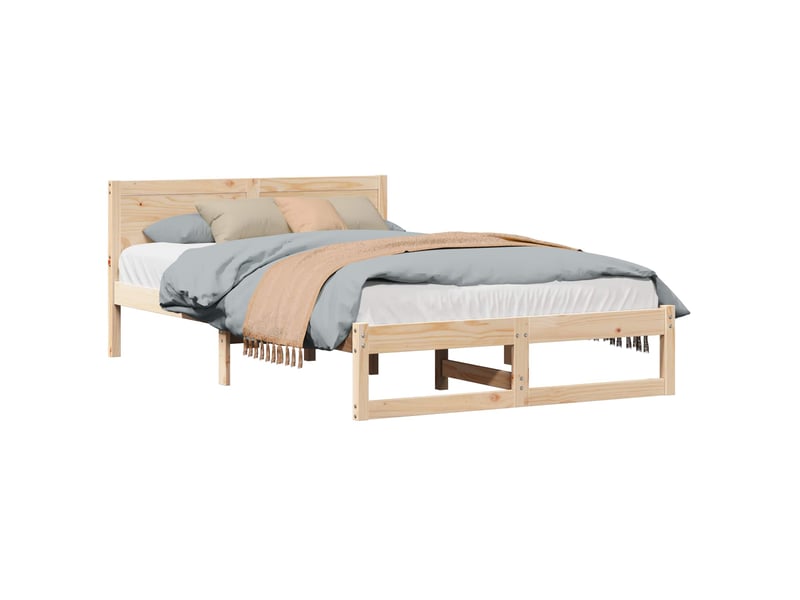  Lit double- lit adulte -  cadre de lit avec tête de lit naturel 140 x 190 cm pin massif  - Conforama A