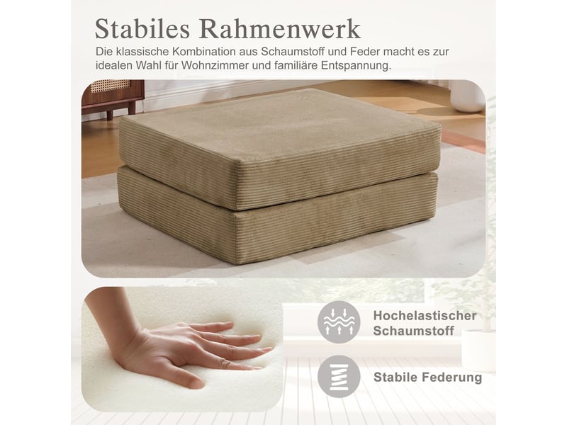  Tabouret de compression en velours côtelé doux et doux pour la peau. Avec 2 blocs de mousse haute densité pour un grand confort. Dépliable en un HFSN-1281KH - Conforama D