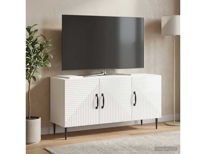  Meuble tv - banc tv - meuble de rangement blanc brillant 99 x 34,5 x 50 cm bois d'ingénierie  - Conforama D