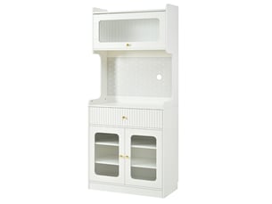 Vaisselier blanc avec éclairage led, buffet haut pour salle à manger 180cm. Matelas non inclus.
