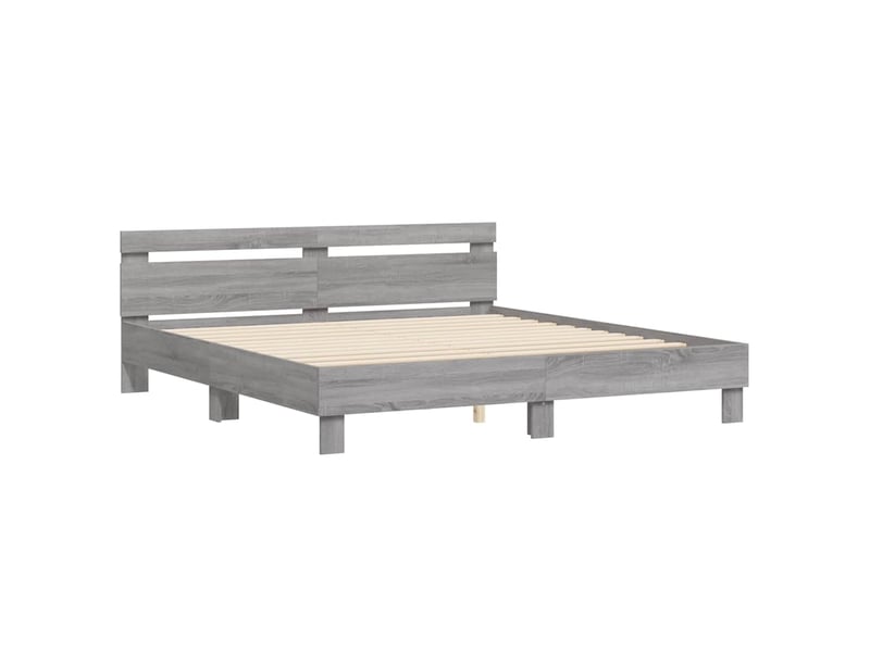  Lit double- lit adulte -  cadre de lit sans matelas sonoma gris 200x200 cm  - Conforama C