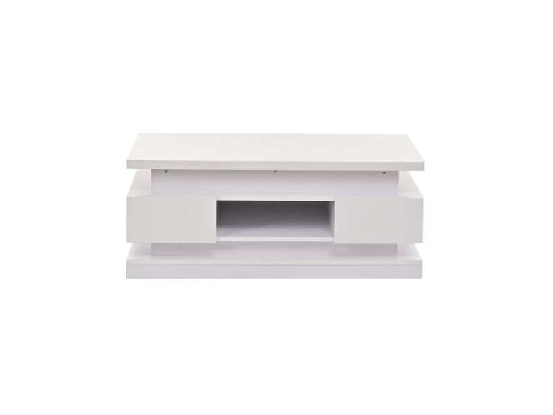  Table basse relevable blanche 100x50x40 cm - 2 tiroirs, plateau brillant led, rangement caché  - Conforama D