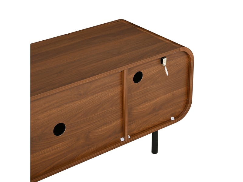  Meuble tv noyer 180 cm, style mid-century, 3 portes et 2 tiroirs  - Conforama B