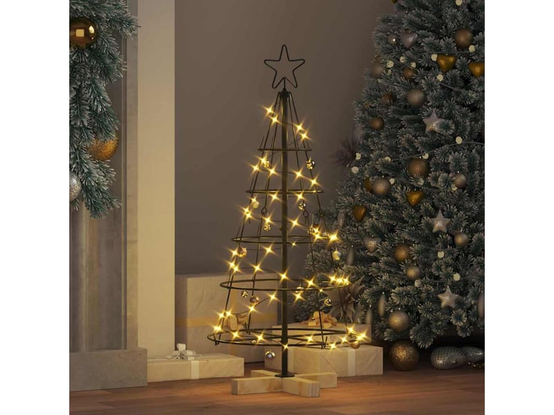  Sapin en cône de noël - arbre de noël avec support noir 90 cm acier  - Conforama D