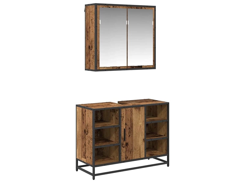 Ensemble de mobilier de salle de bain 2 pc bois ancien cf64020 - Conforama A