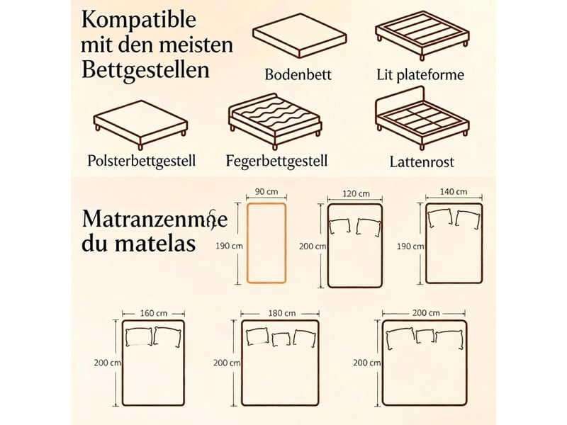  Matelas une place 90x190 cm blanc et gris, polyester et mousse à mémoire de forme, épaisseur 20 cm  - Conforama D