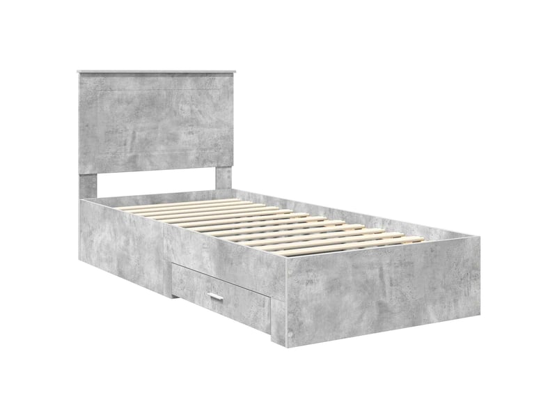  Lit simple- lit adulte -  cadre de lit gris béton 100 x 200 cm bois d'ingénierie  - Conforama C