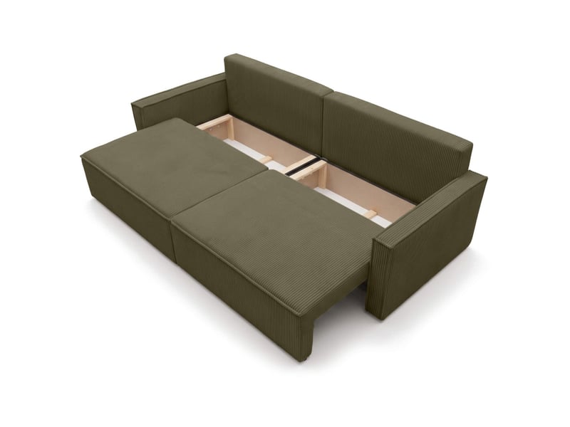  Farah - canapé droit 3 places convertible accoudoirs slim en velours cotelé  - Conforama D