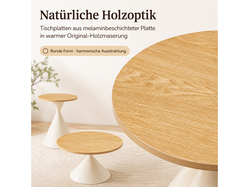 Table basse ronde ensembles mdf bois et métal blanc ø70 cm  - Conforama D