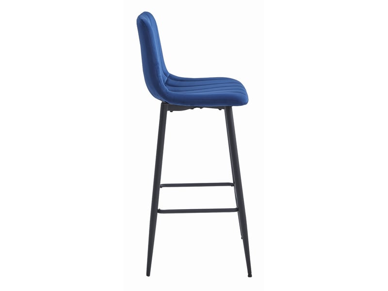 Family tabouret de bar pozza - velours bleu marine pieds noirs x 4  - Conforama D