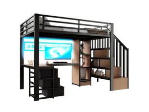 Lit mezzanine 90x200 cm <strong>HAUSS SPOLE</strong> <strong></strong> coloris noir